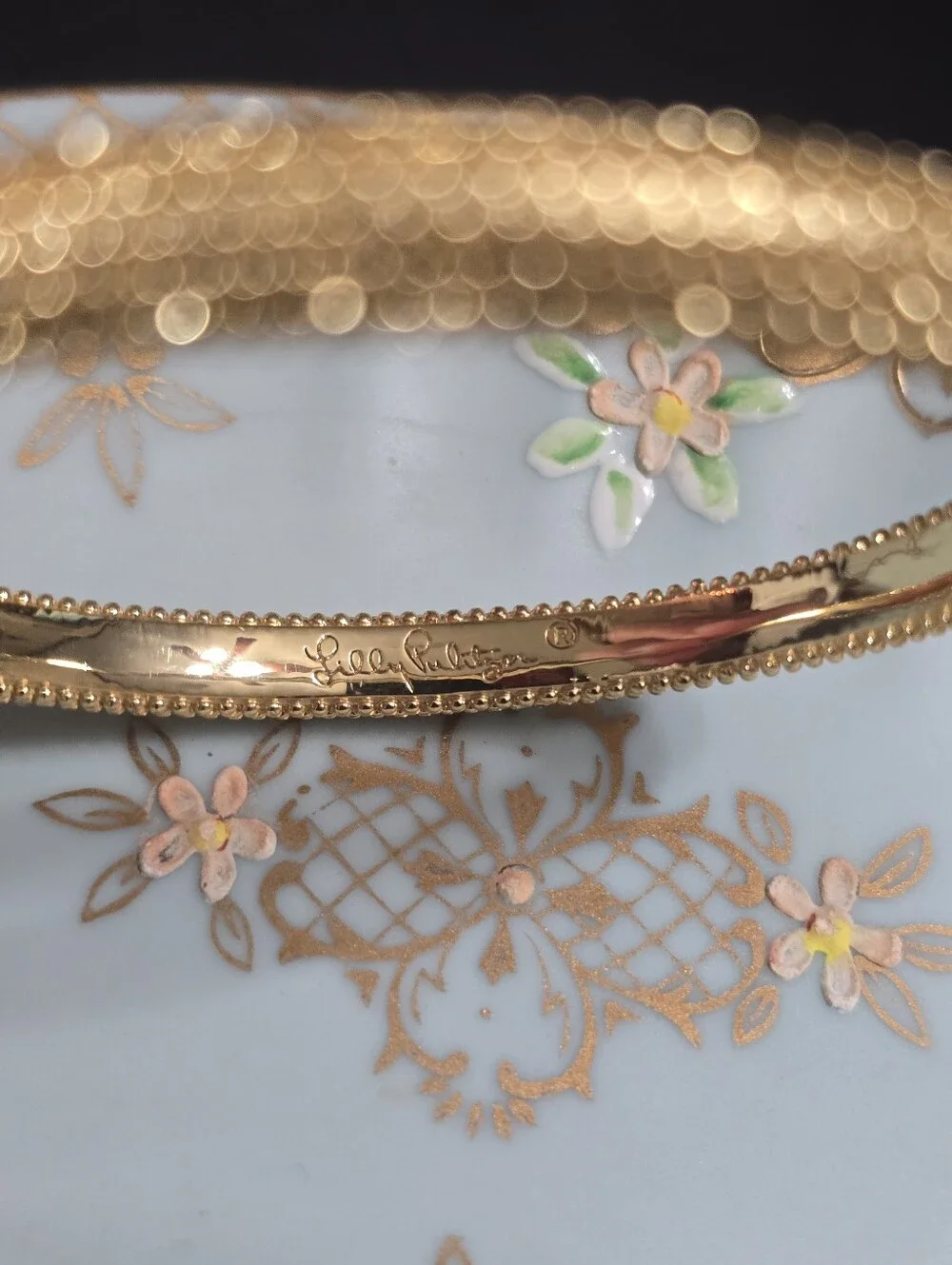 Lilly Pulitzer Gold Tone Textured Bangle Bracelet